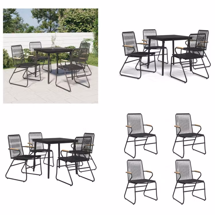 vidaXL Set da pranzo da giardino 5 pezzi in PVC rattan nero - Set da pranzo da giardino - Set da pranzo da giardino - Set da pranzo da terrazza
