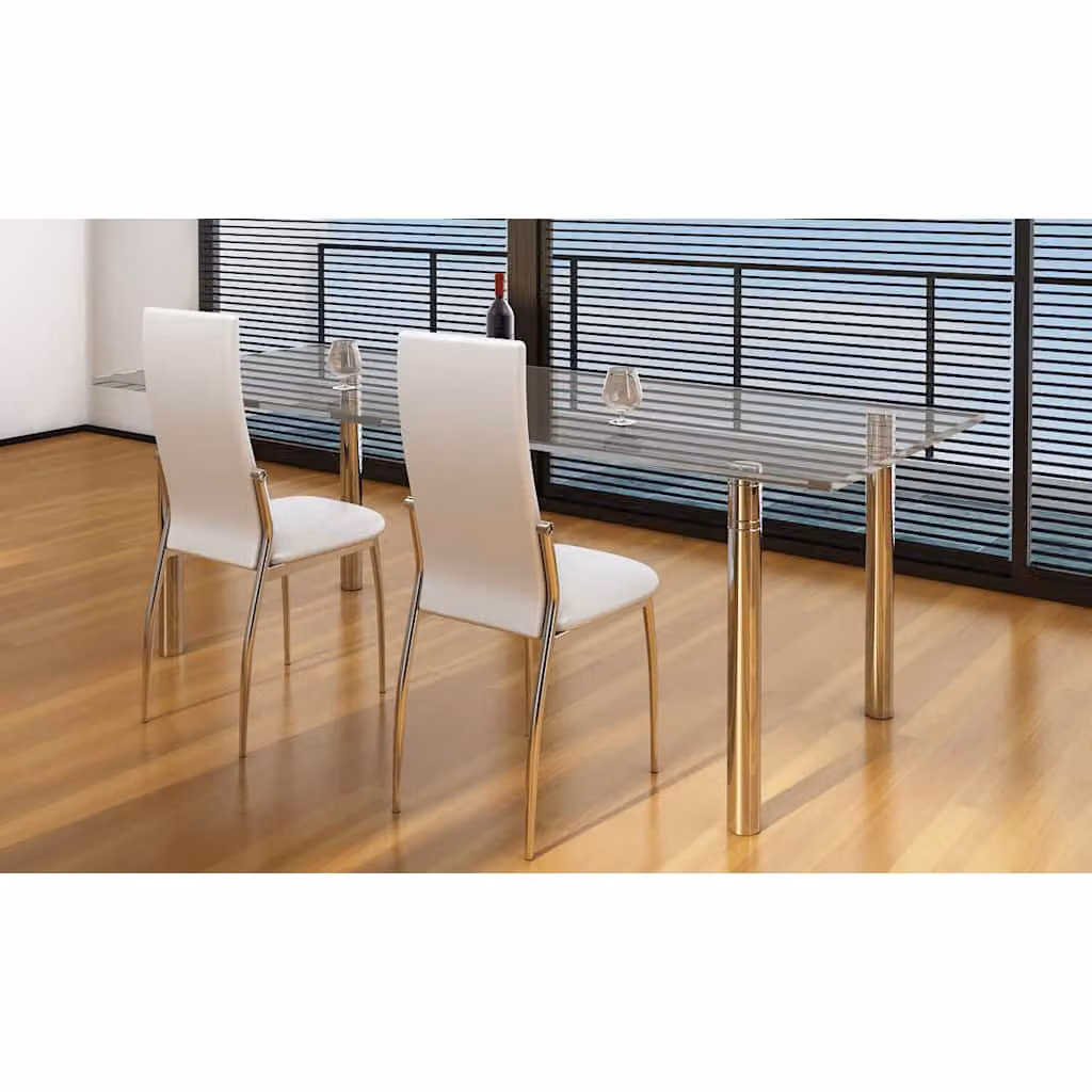 Set di 2 sedie da pranzo moderne vidaXL in similpelle bianca con struttura in metallo e plastica