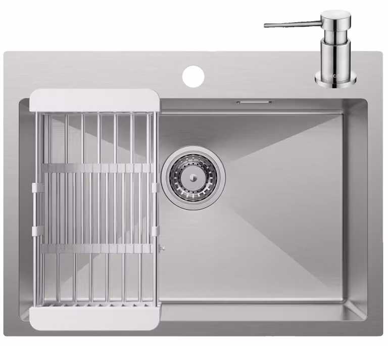Lavello da cucina, 60 x 45 cm, acciaio inossidabile 304, da incasso, rettangolare, da appoggio