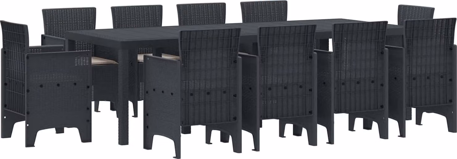 Set da Pranzo per Giardino 11 pcs Antracite Polipropilene