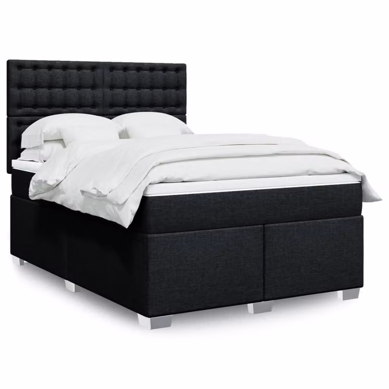 Maison Exclusive - Giroletto a Molle con Materasso Nero 160x200 cm in Tessuto