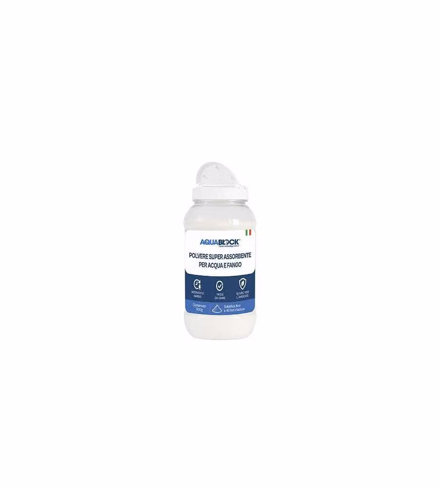 AquaBlock Polvere Assorbente 500g - Soluzione Emergenza Allagamenti