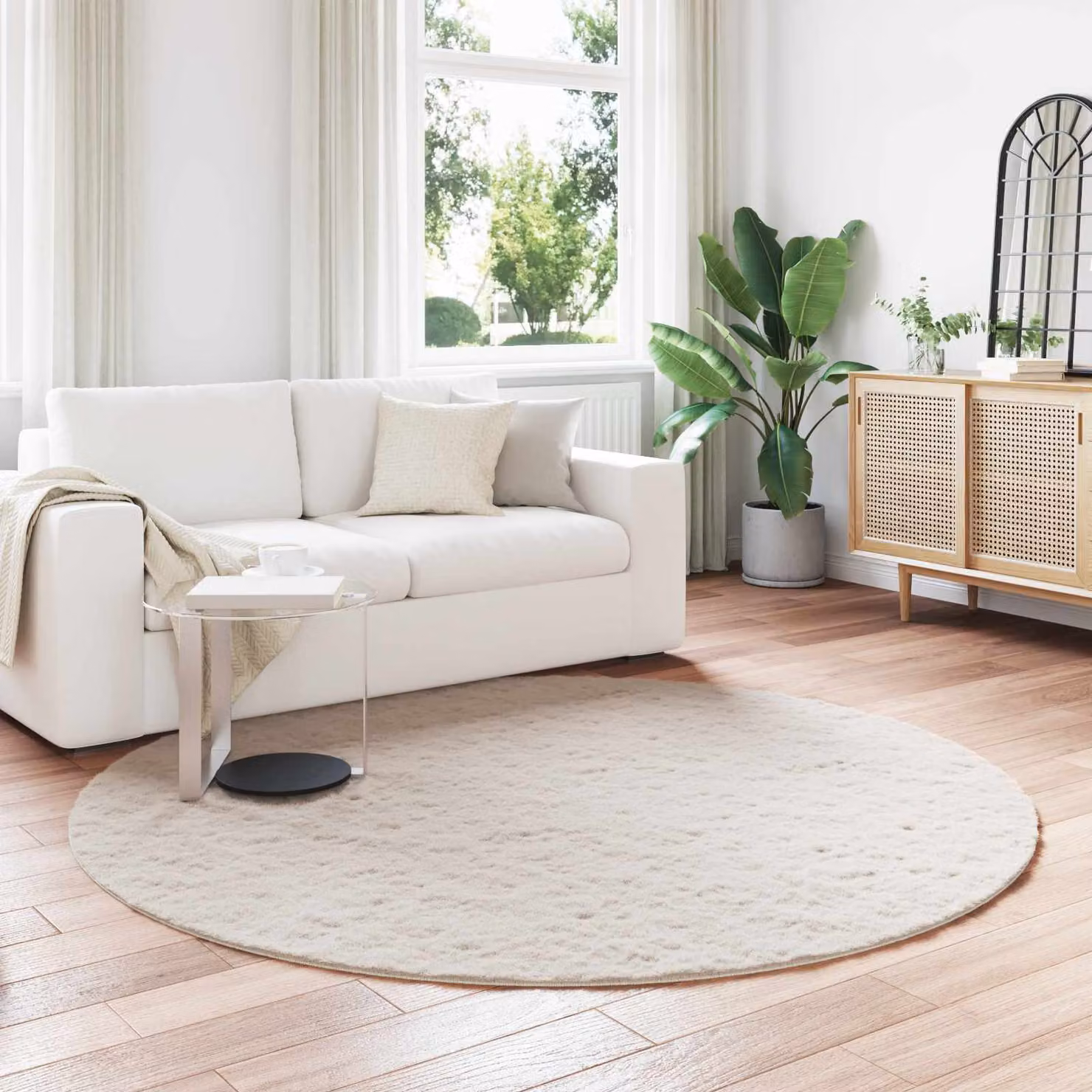 Tappeto antiscivolo vidaXL OLITE in ecopelliccia beige per soggiorno e camera da letto
