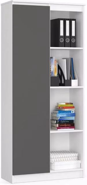 Armadio da ufficio AKORD R80 Bianca 80 cm 1 anta inserto frontale Grigio Grafite 80x35x180 cm