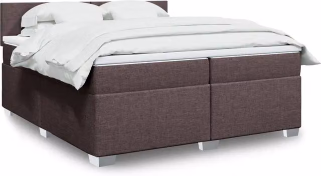 Letto con Giroletto a Molle e Materasso vidaXL in Tessuto Marrone e Bianco L/P: 200 x 200 cm