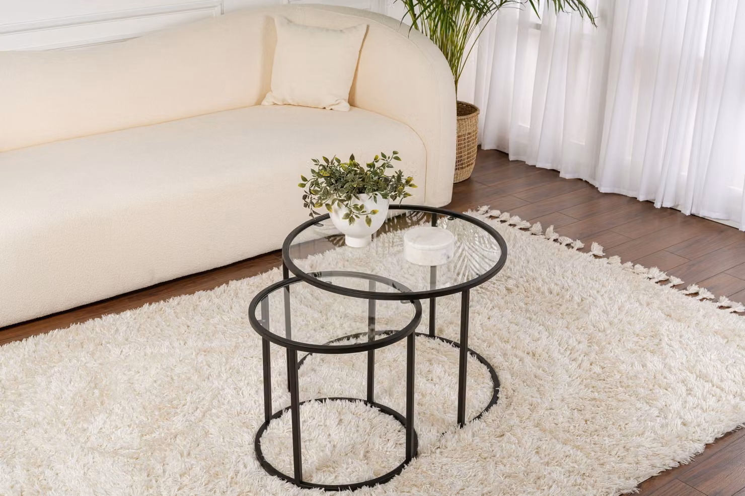Skye Decor, Black-Transparent-60-42, set di tavolini da caffè, nero, VETRO RIVESTITO, 60 x 60 x 43 cm