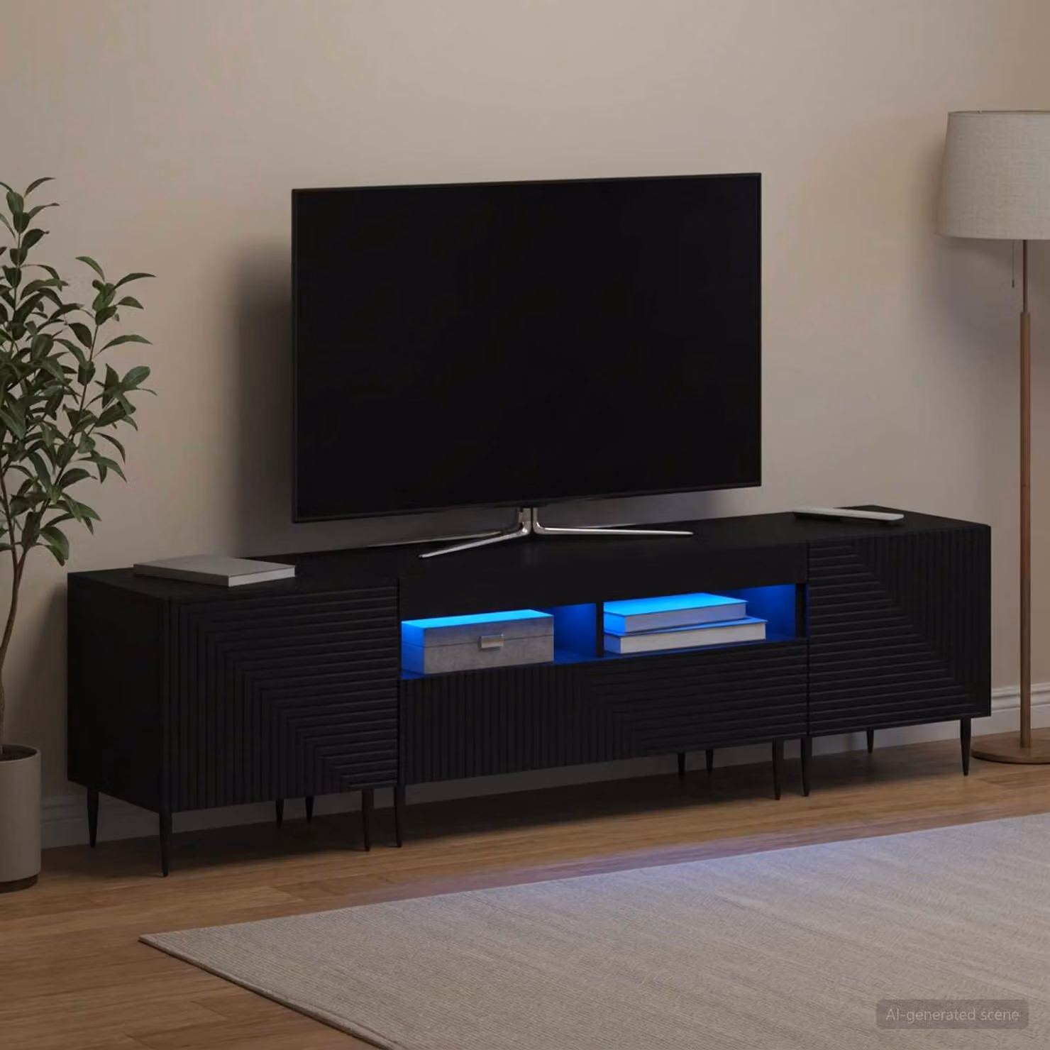 Mobile TV stand vidaXL moderno in legno ingegnerizzato nero con illuminazione LED integrata