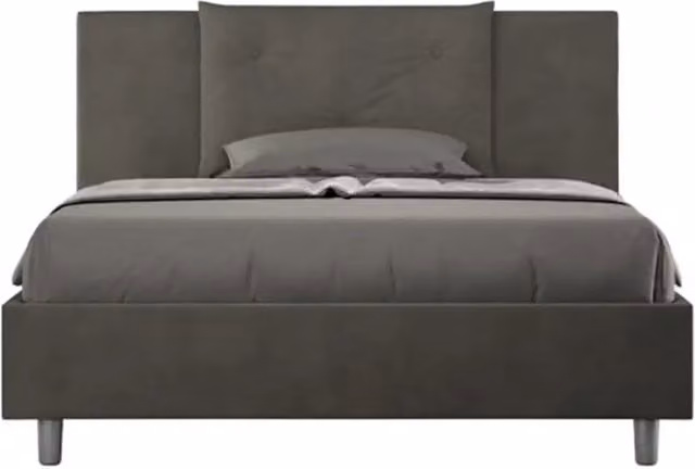 Letto matrimoniale francese con contenitore imbottito Ityhome in microfibra grigio L/P/H: 140 x 200 x 110 cm