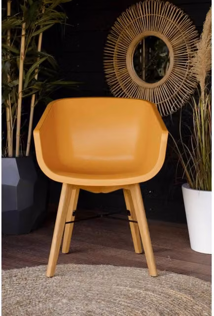 Set di 2 sedie AMALIA Eucalyptus HARTMANN in legno di eucalipto trattato, colore arancione, con braccioli, ideali per giardino e terrazza – 1