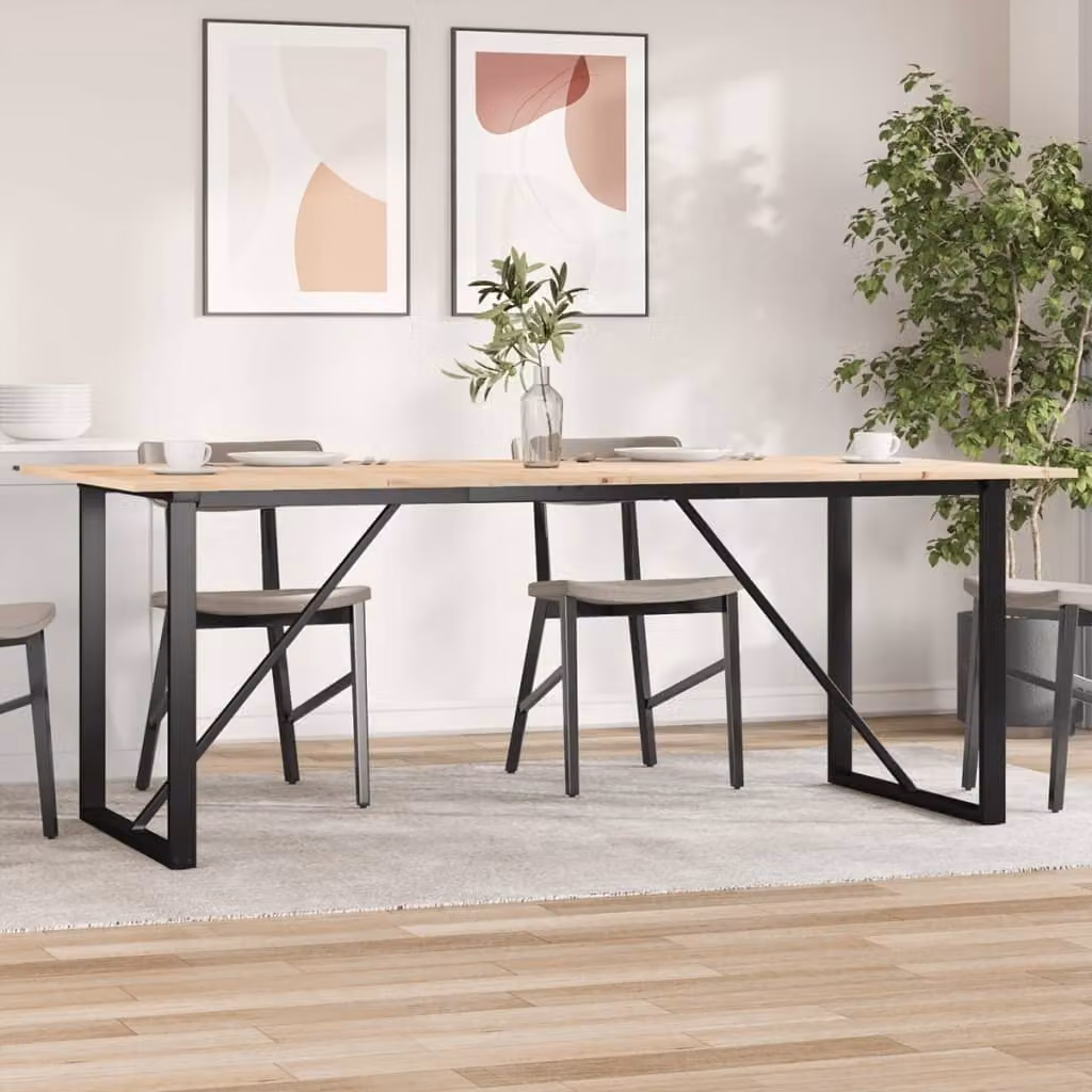 Maison Exclusive - Tavolo da pranzo con base a O 200x100x75 cm in legno massello di pino e acciaio