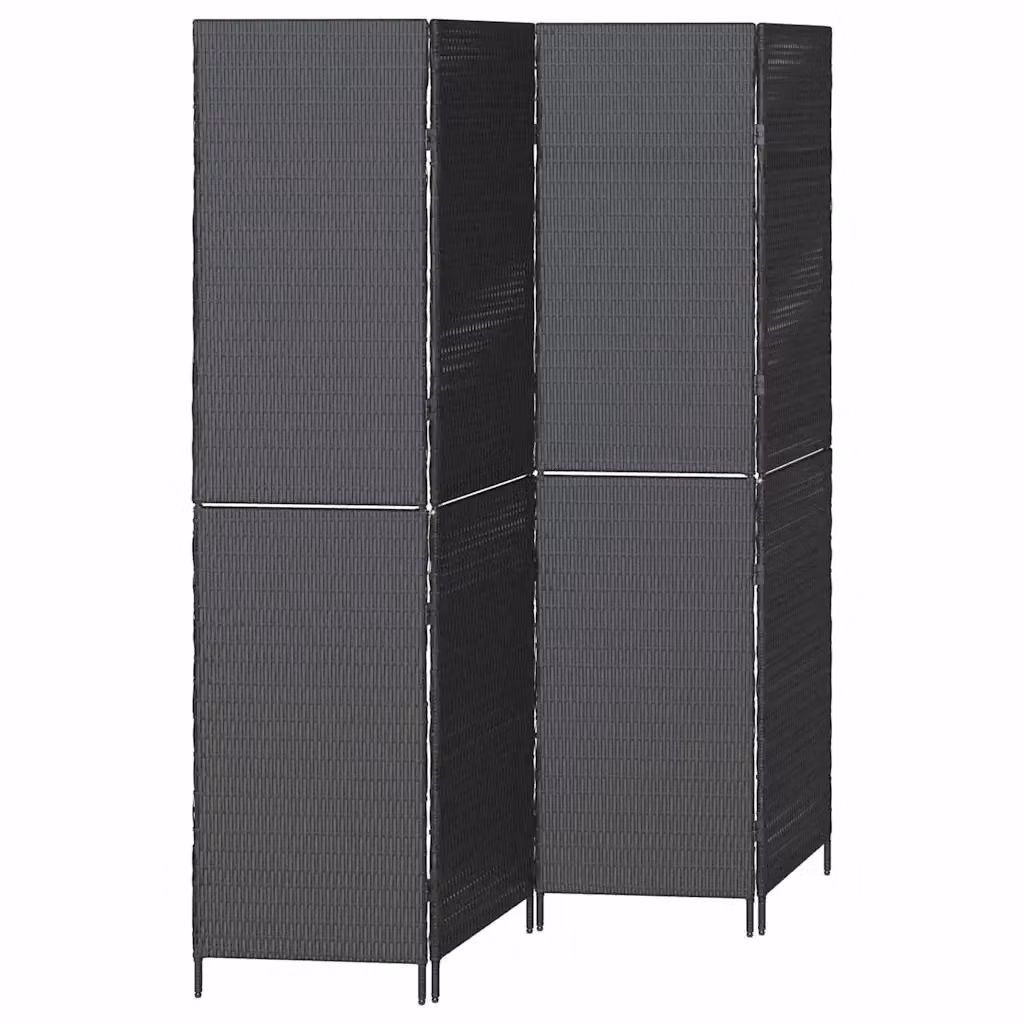 Divider per stanze moderno vidaXL in polyrattan nero L: 195 cm, H: 180 cm – 2