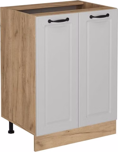 Mobiletto base cucina Vicco R-Line Bianco rustico e Rovere dorato senza piano di lavoro