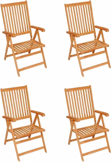 Sedie Pieghevoli 4 pz con Cuscini Rosso Vino Massello di Teak 3065539