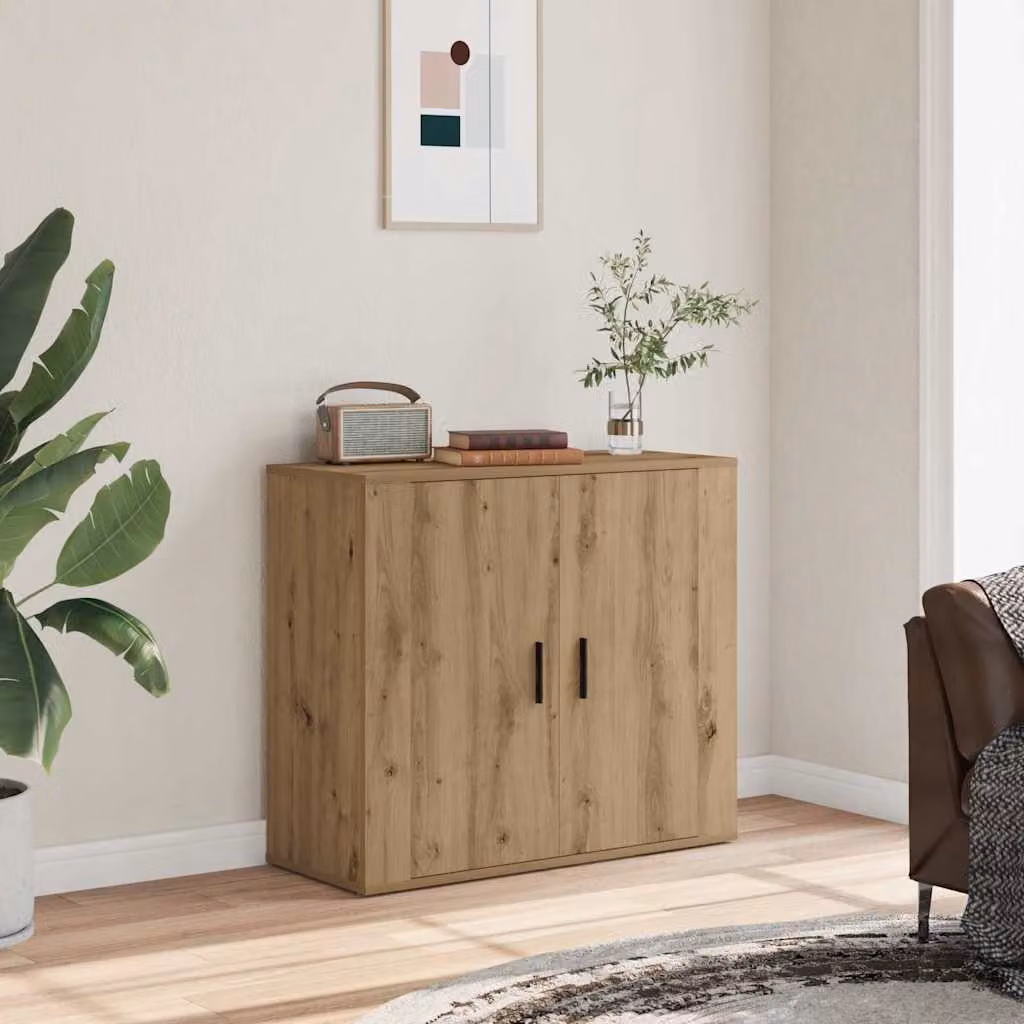 Credenza moderna vidaXL in MDF color rovere marrone L: 80 cm, P: 33 cm, H: 70 cm