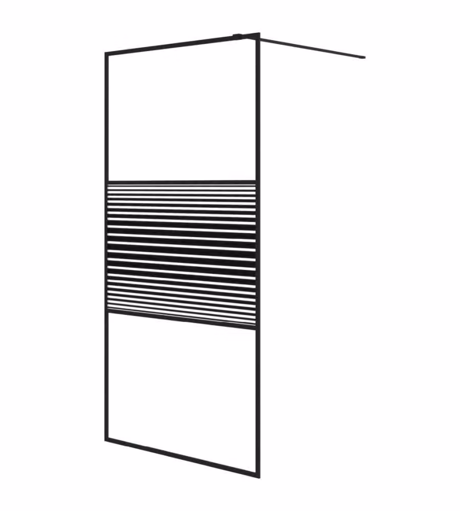 Parete Doccia Walk in vidaXL, Vetro Trasparente ESG, Colore Nero, L: 100 cm, H: 195 cm – 2
