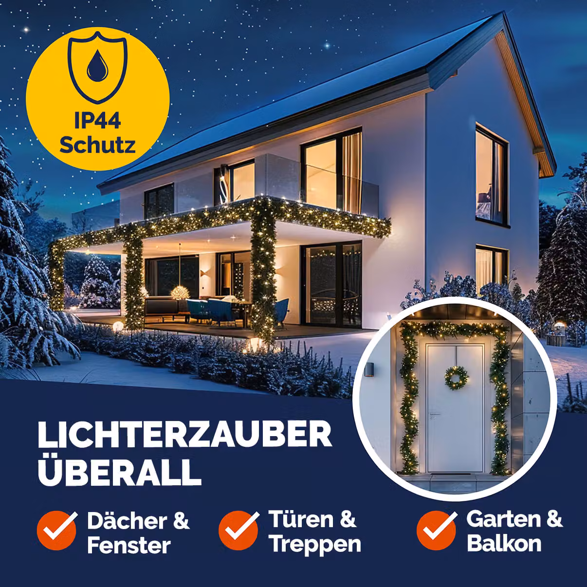 Set di 2 Ghirlande Natalizie Casaria con 400 LED Warm White, Lunghezza: 10 m, Colore Verde, per Interni ed Esterni – 3
