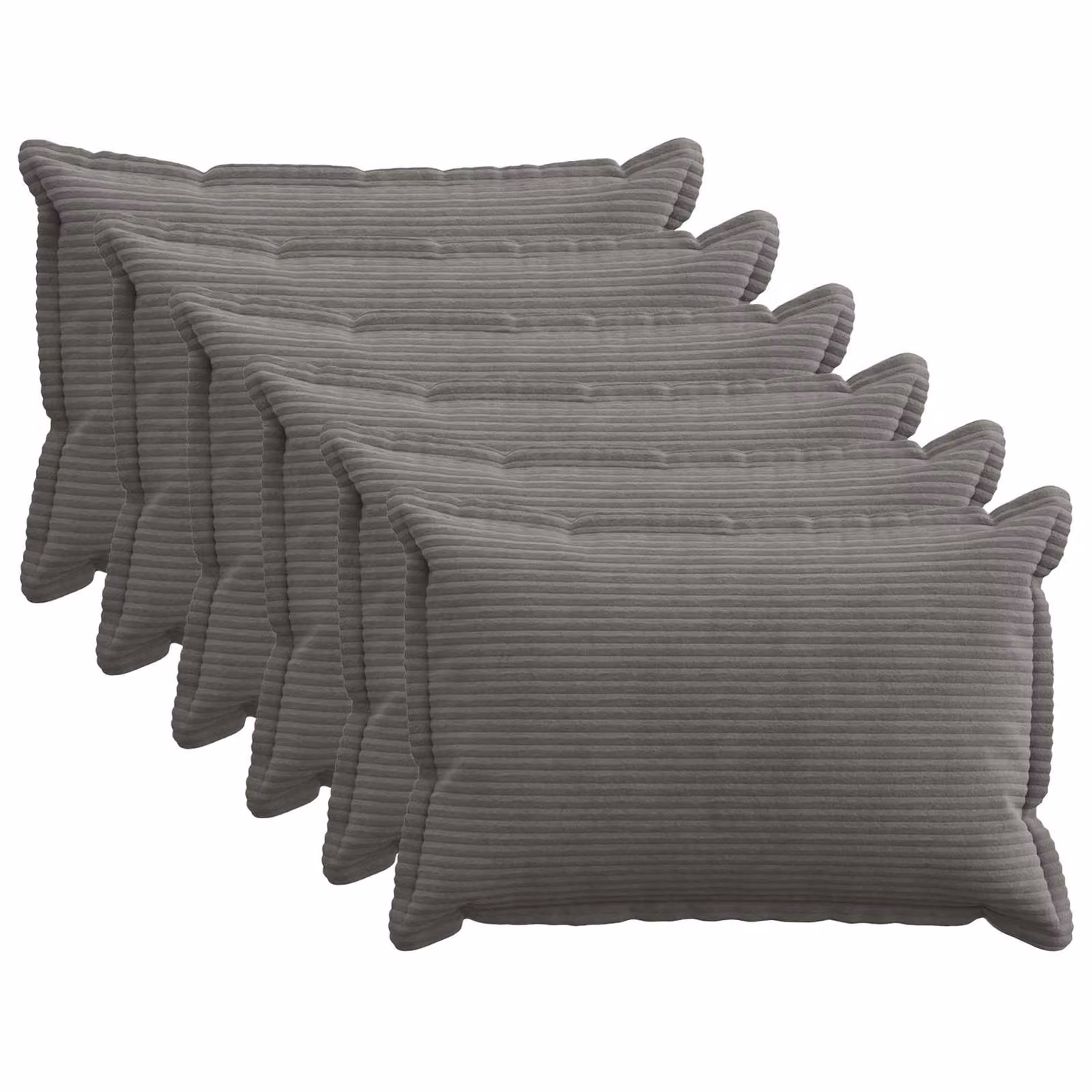 Set di 6 federe vidaXL HOUTEN in velluto a coste, Grigio, 50 x 75 cm