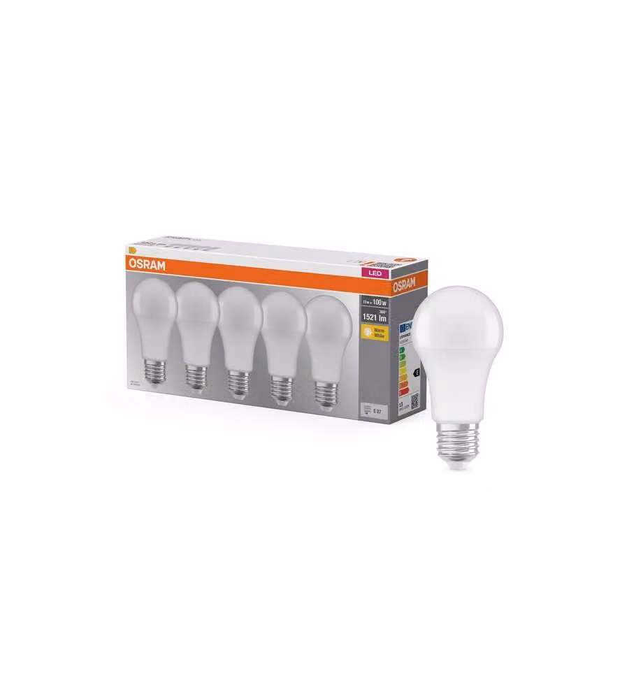 Osram Lampadina LED Goccia E27 13W 1521lm 2700K Bianco Caldo - Confezione da 5 pezzi