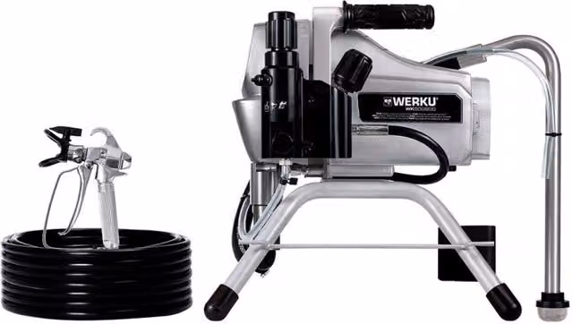 Apparecchio elettrico airless WERKU per verniciatura e lacca, colore argento, capacità 1,8 l – 1