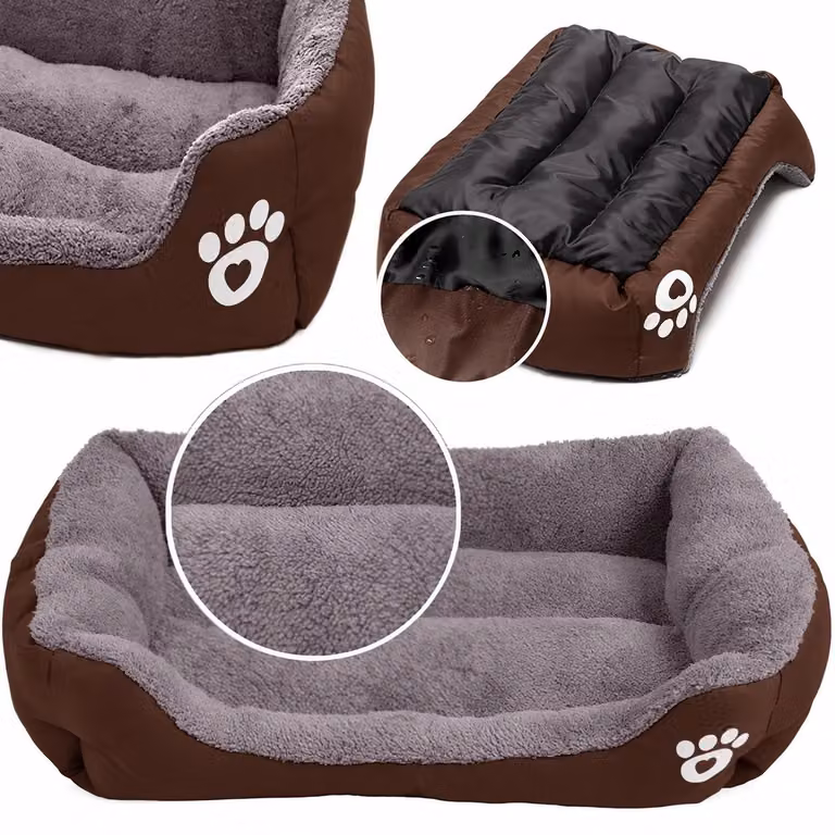 Cuccia Letto per Cane XXL 75x60 cm Reversibile Marrone Oxford Pile Morbido