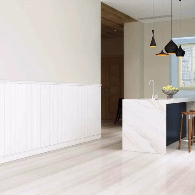 Boiserie in Duropolimero Polistrutturato Modello DENVER Eternal Parquet Colore Bianco L: 200 cm, H: 115 cm