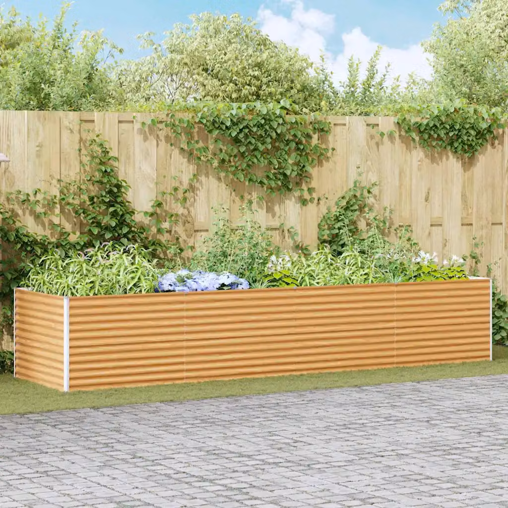 Letto rialzato da giardino vidaXL in acciaio galvanizzato Marrone, L: 390 cm, P: 100 cm, H: 68 cm