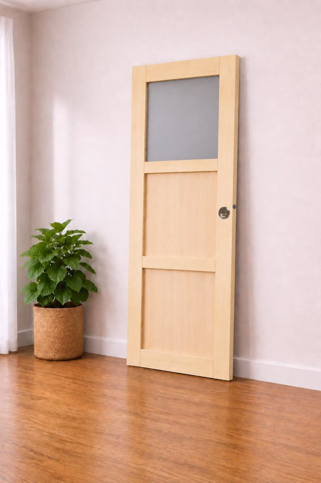 Porta scorrevole Ayous 2 ante, 1 vetro H204 x L83 cm, conchiglie, maniglia a spinta GD MENUISERIES