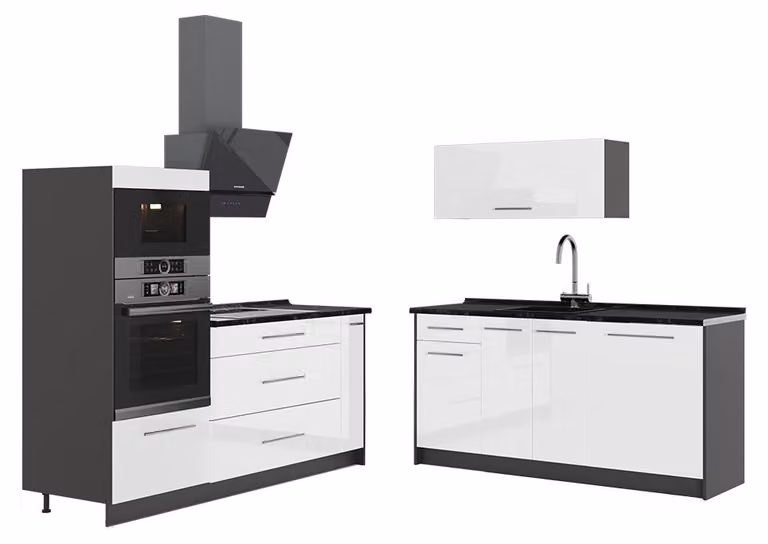 Cucina Vicco Fame-Line Bianco lucido/Antracite 340 cm, PL Antracite, Model 63681