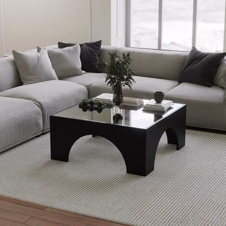 Skye Decor, Seine, tavolino da salotto, 100% VETRO, nero, 80 x 35 x 80 cm