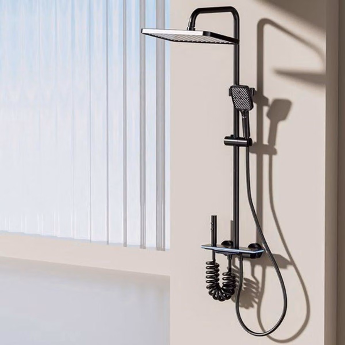 Sistema di doccia - Illuminazione a LED - Display digitale - Miscelatore in ottone - Doccia a pioggia