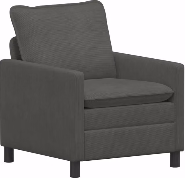 Divano da soggiorno minimalista in tessuto grigio con struttura in metallo e plastica, L: 76 cm, P: 81 cm, H: 87,5 cm