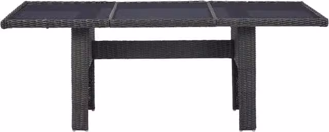 Tavolo da Giardino Nero 200x100x74 cm in Vetro e Polyrattan 310145