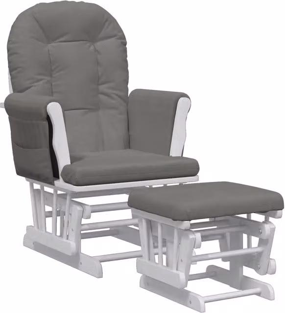 Poltrona | Sedia Relax Glider con Sgabello Grigio Scuro in Tessuto