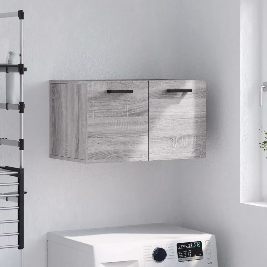 Mobile a parete vidaXL in legno multistrato e MDF, Grigio Sonoma, L: 60 cm, P: 36,5 cm, H: 35 cm