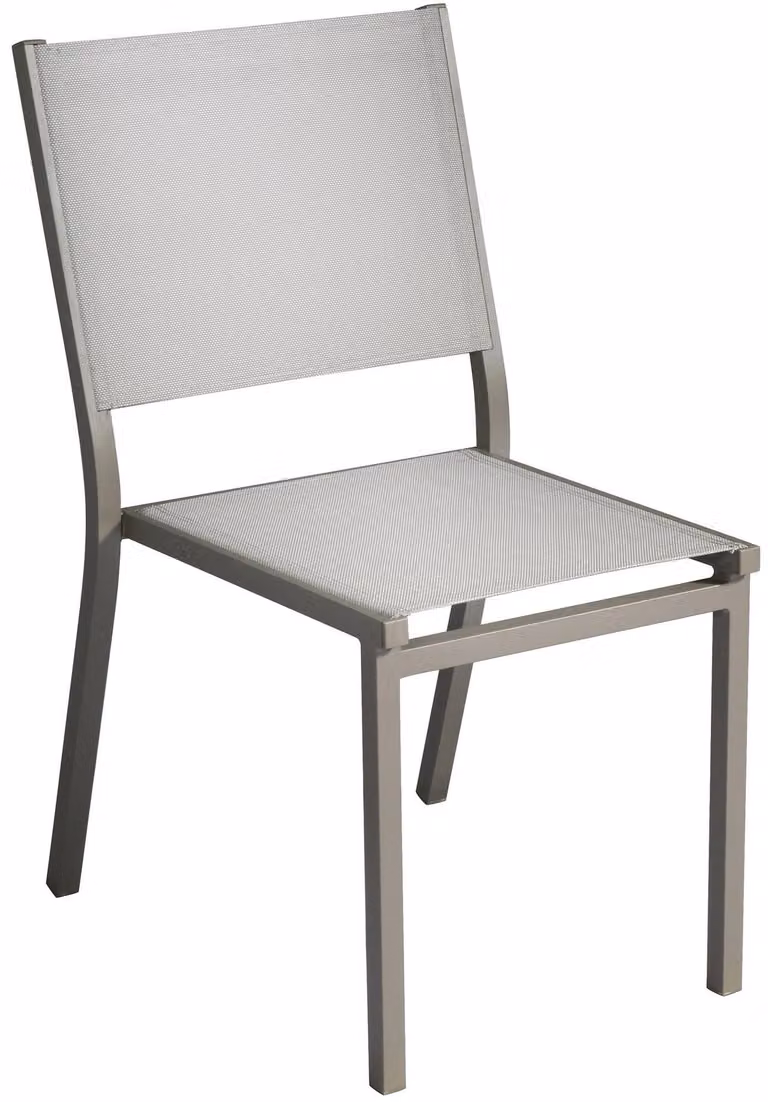 Sedia Impilabile da Giardino 48x57x87 cm in Alluminio Tortora e Textilene Elba Grigio Chiaro