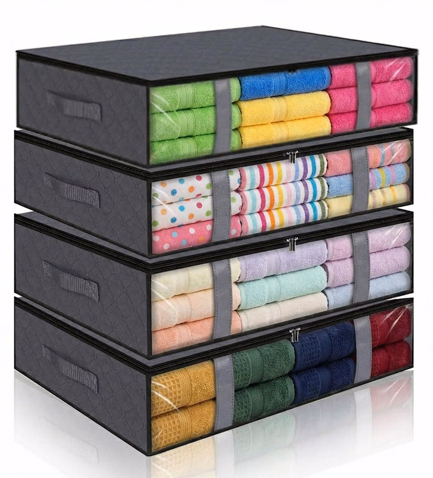 Contenitore portaoggetti sottobagno, 60x45x15 cm, set da 4, per abbigliamento