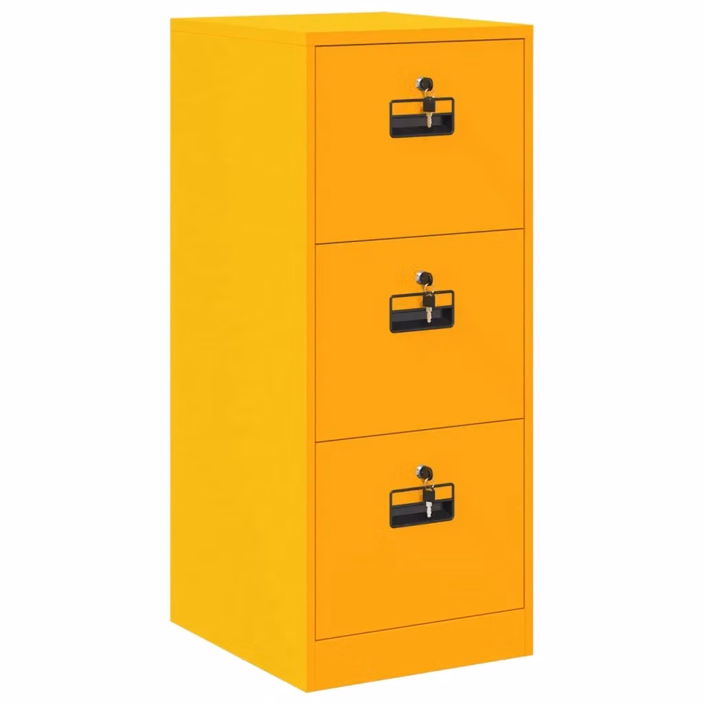vidaXL Armadio per File in Metallo Giallo con Cassetti e Ripiani Regolabili L/P/H: 44 x 50 x 106.5 cm – 2