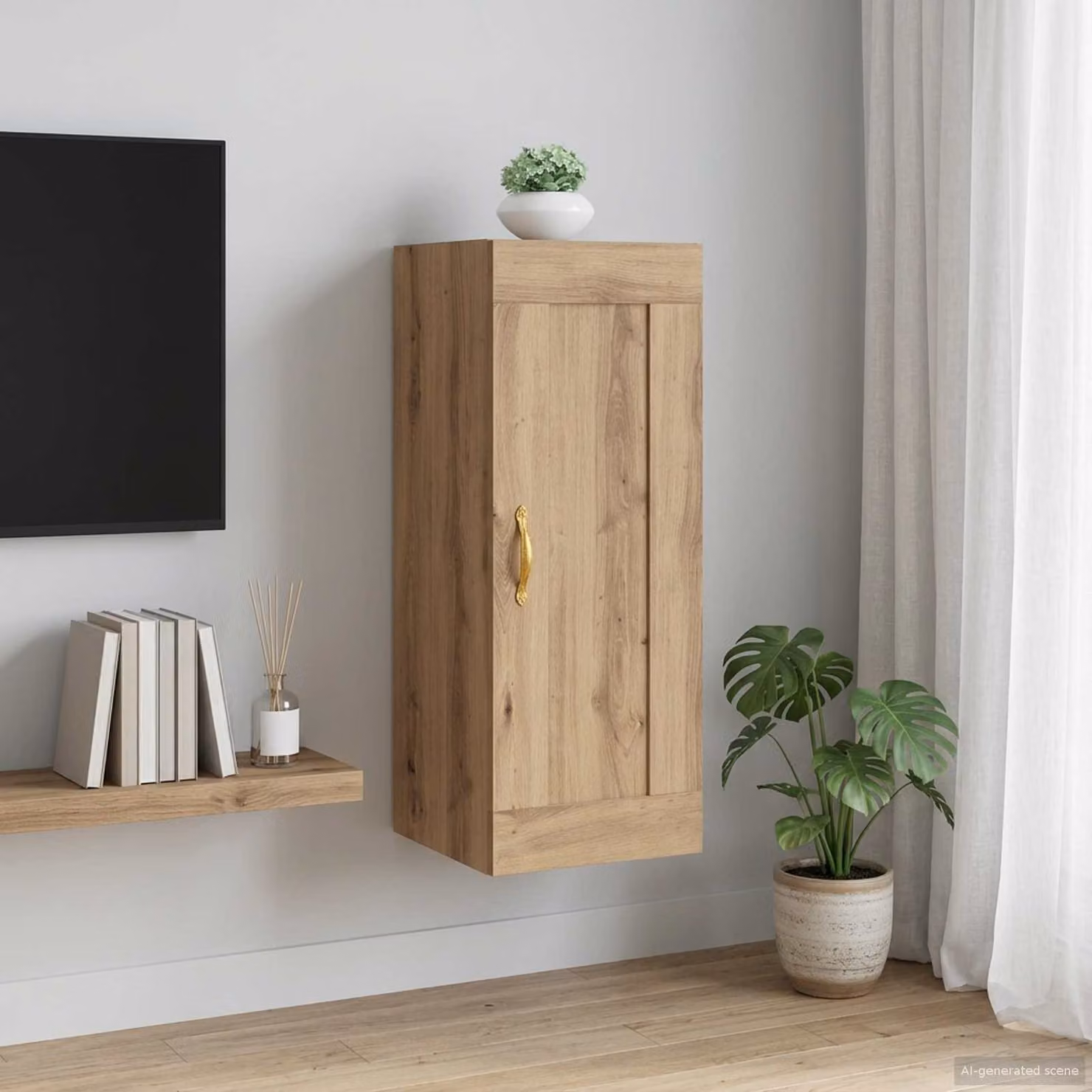 Armadietto a muro moderno vidaXL in rovere marrone con ripiani interni L: 34,5 cm, P: 34 cm, H: 90 cm