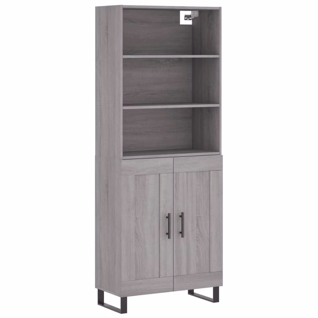 Credenza Grigio Sonoma 69,5x34x180 cm in Legno Multistrato