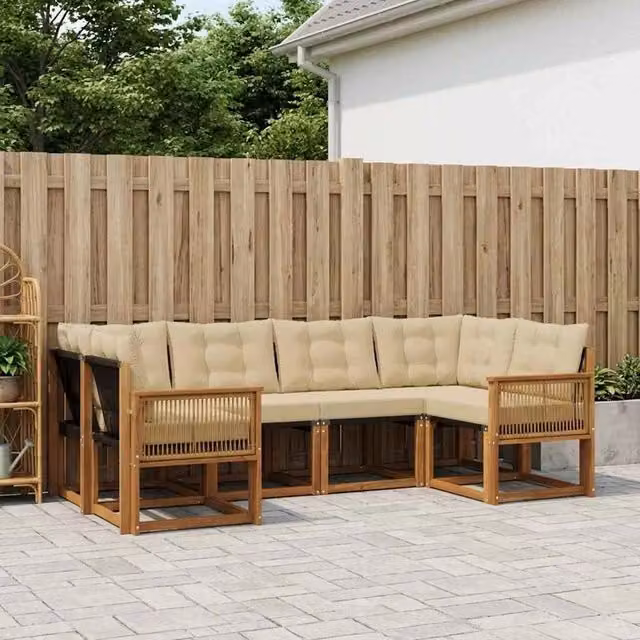 Set di divani da esterno 6 pz Naturale e Beige 3382181