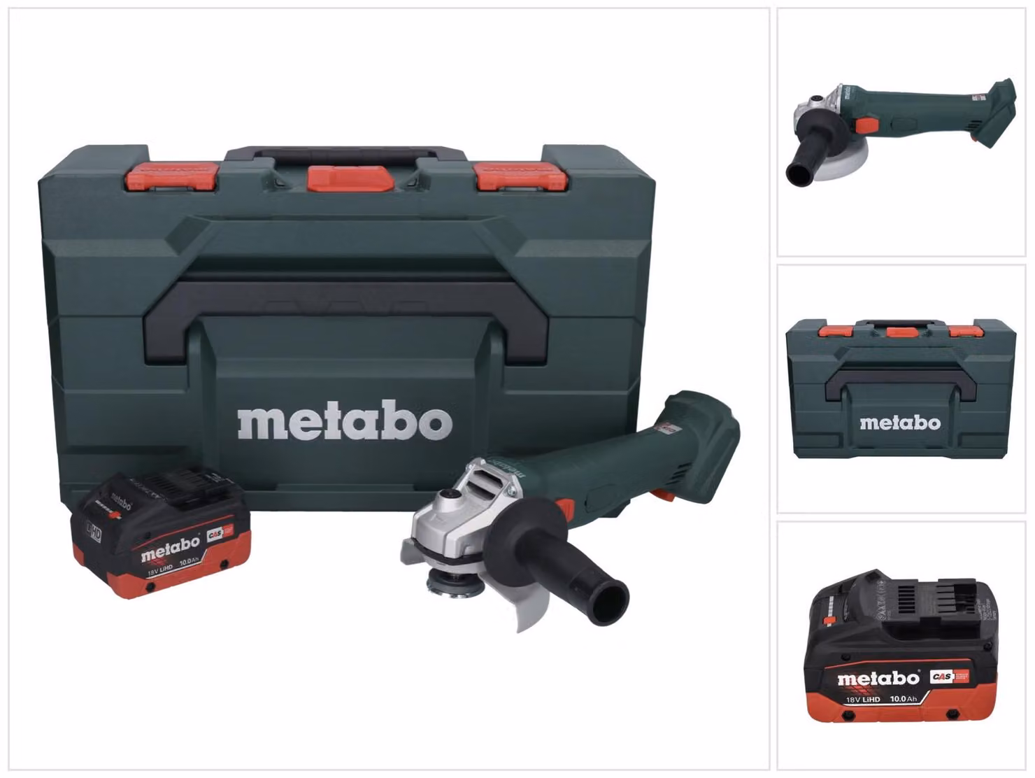 Smerigliatrice angolare a batteria Metabo W 18 L 9-125 18 V 125 mm + 1x batteria 10,0 Ah + metaBOX - senza caricabatterie