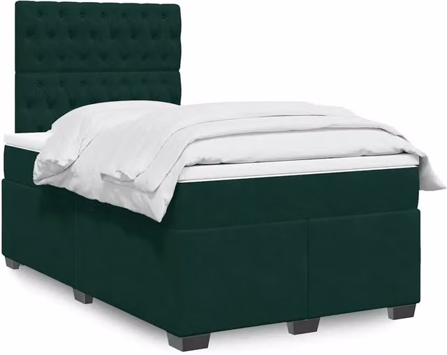 Letto Ibrido con Materasso in Velluto Verde e Bianco vidaXL L/P: 120 x 200 cm – 1