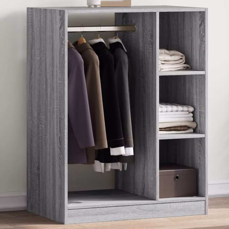 Armadio vidaXL in legno multistrato Grigio Sonoma con ante a battente e ripiani interni, L: 77 cm, P: 48 cm, H: 102 cm