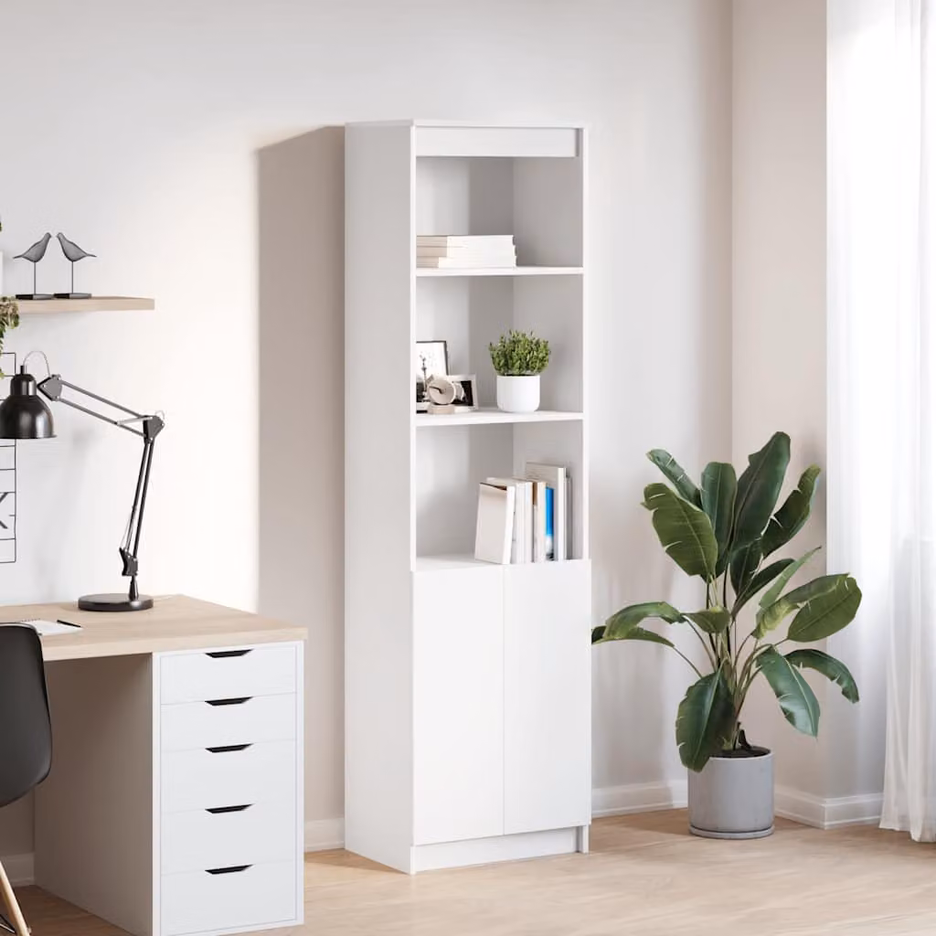 Credenza a parete vidaXL bianca in legno MDF con ante a battente e ripiani interni L/P/H: 50 x 35 x 180 cm