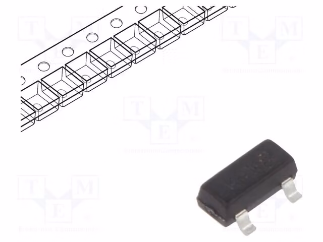 Transistor: Bipolare NPN, 300mW, SOT23, MMBT5551-7-F. Transistor SMD NPN, 160V, 0,6A