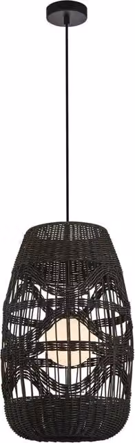 Lampada a sospensione boho Arona Milagro nera in rattan e metallo, Ø 25 cm, attacco G9