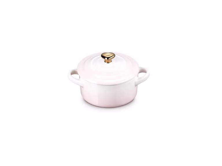 Stoneware Mini Cocotte con Pomolo a Cuore Oro