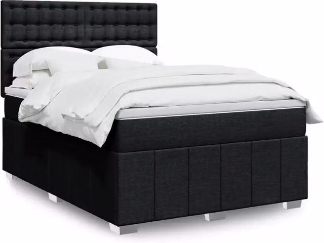Letto con Giroletto a Molle e Materasso Ibrido vidaXL, Colore Nero e Bianco, L 160 x P 200 cm