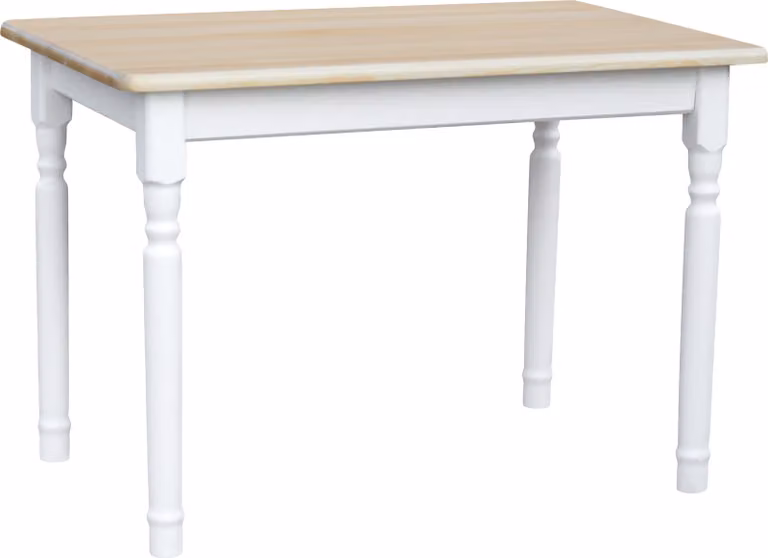 Tavolo bianco II in legno di pino massiccio con piano laccato 100 x 60 cm