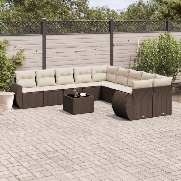 Maison Exclusive - Set Divani da Giardino 11 pz con Cuscini Polyrattan Marrone